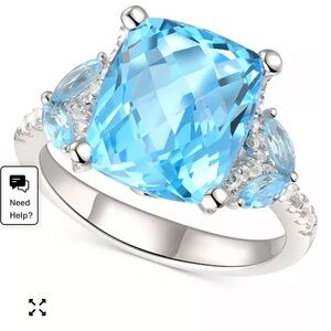 Blue Topaz (5 ct. t.w.) & White Topaz (1/4 ct. t.w.) Ring in Sterling Silver